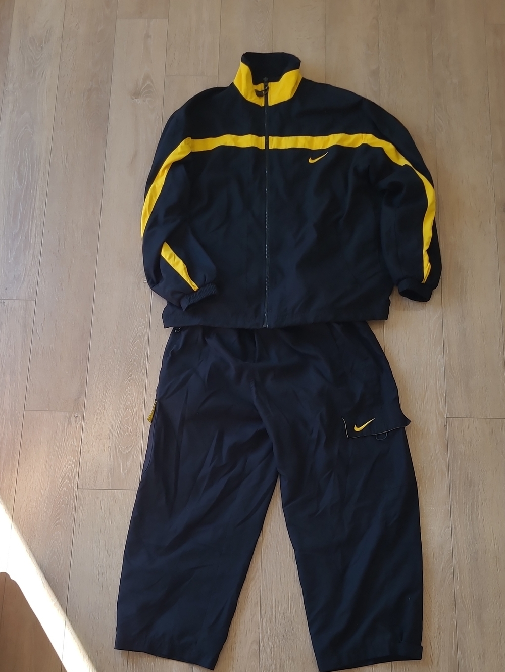 80's/90's Vintage Nike Full-Zip Yellow And Black Track Suit Made In The USA